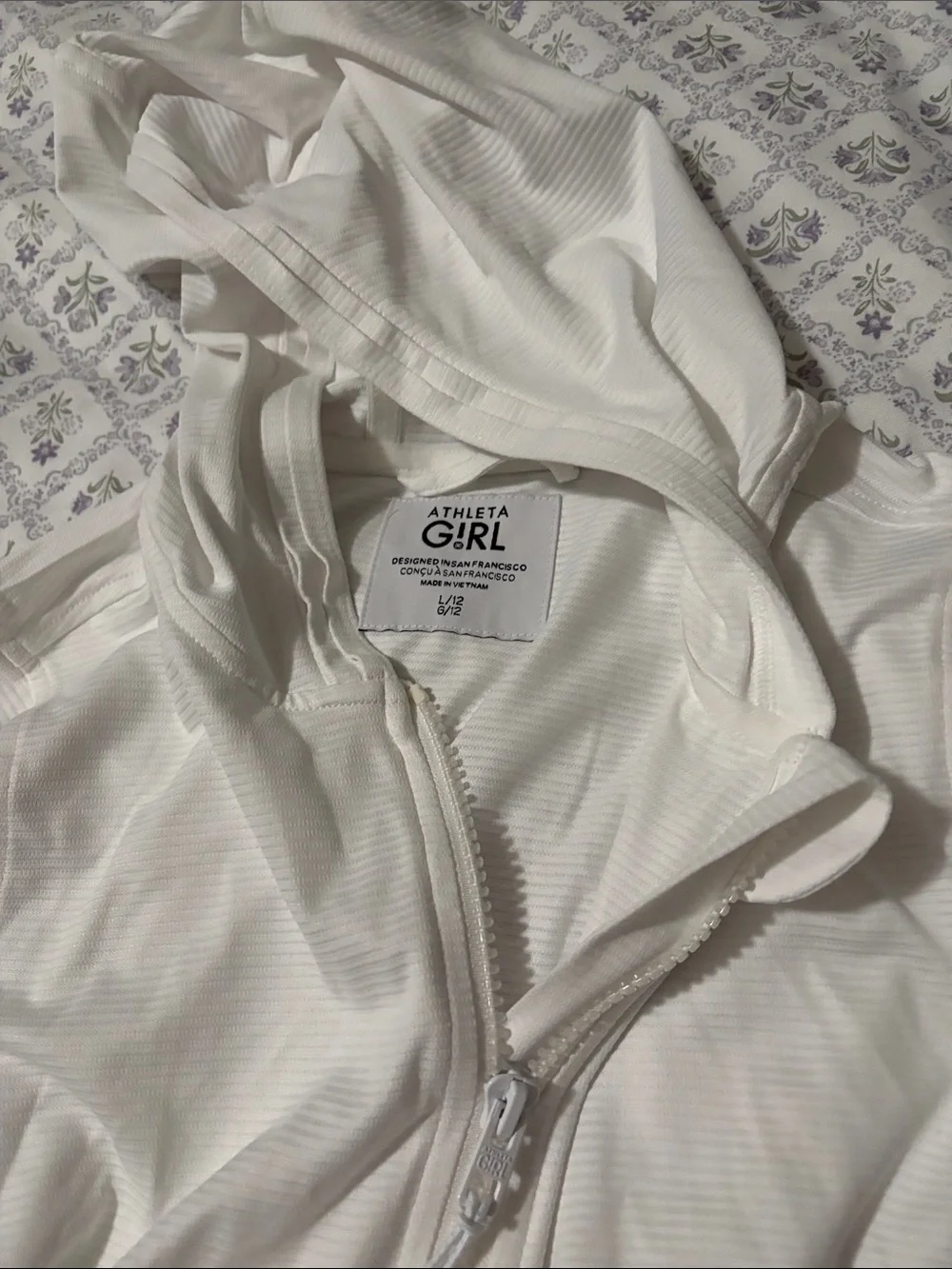 Athleta Girl Off-White Hooded Zip Sweatshirt